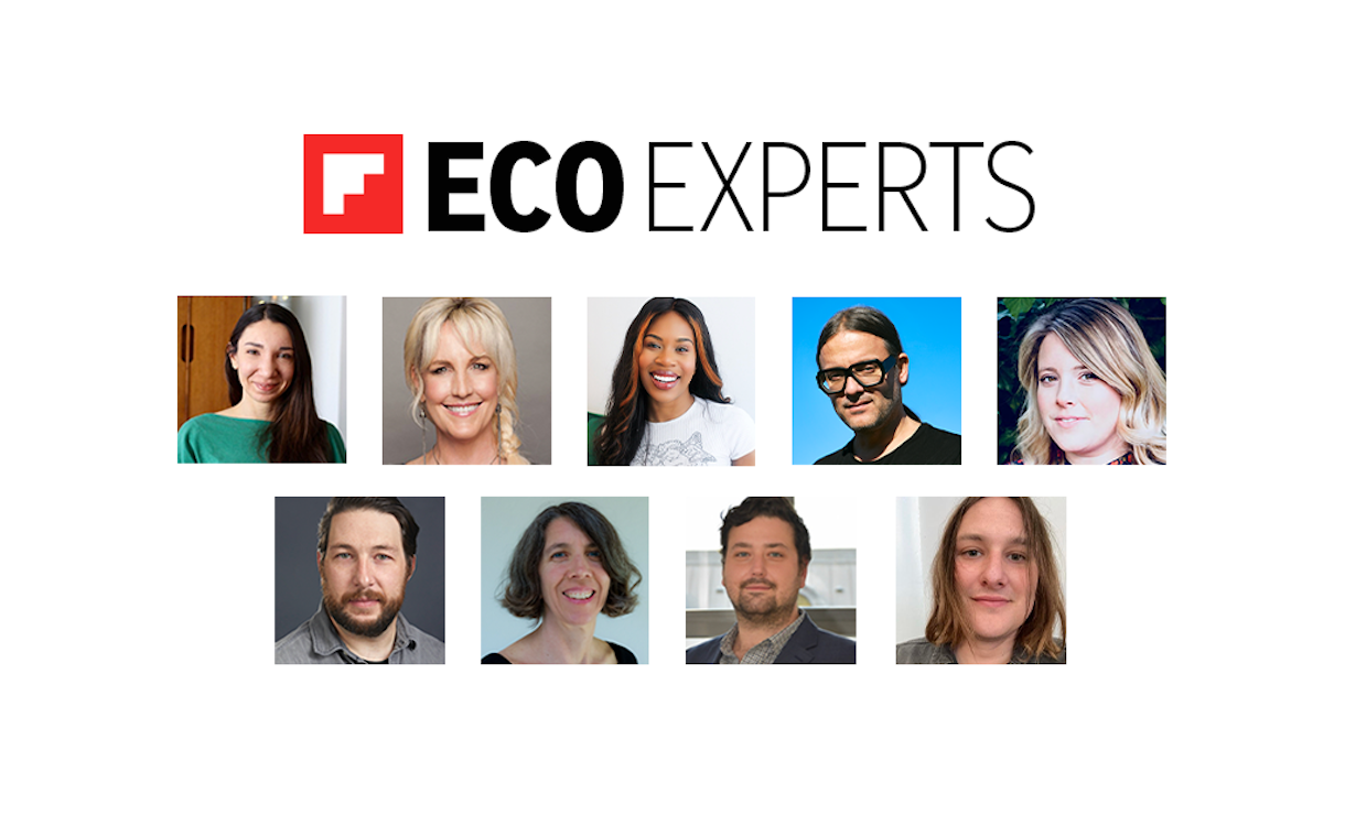 Headshots of the experts with the headline "Eco Experts" proceeded by a Flipboard logo. 