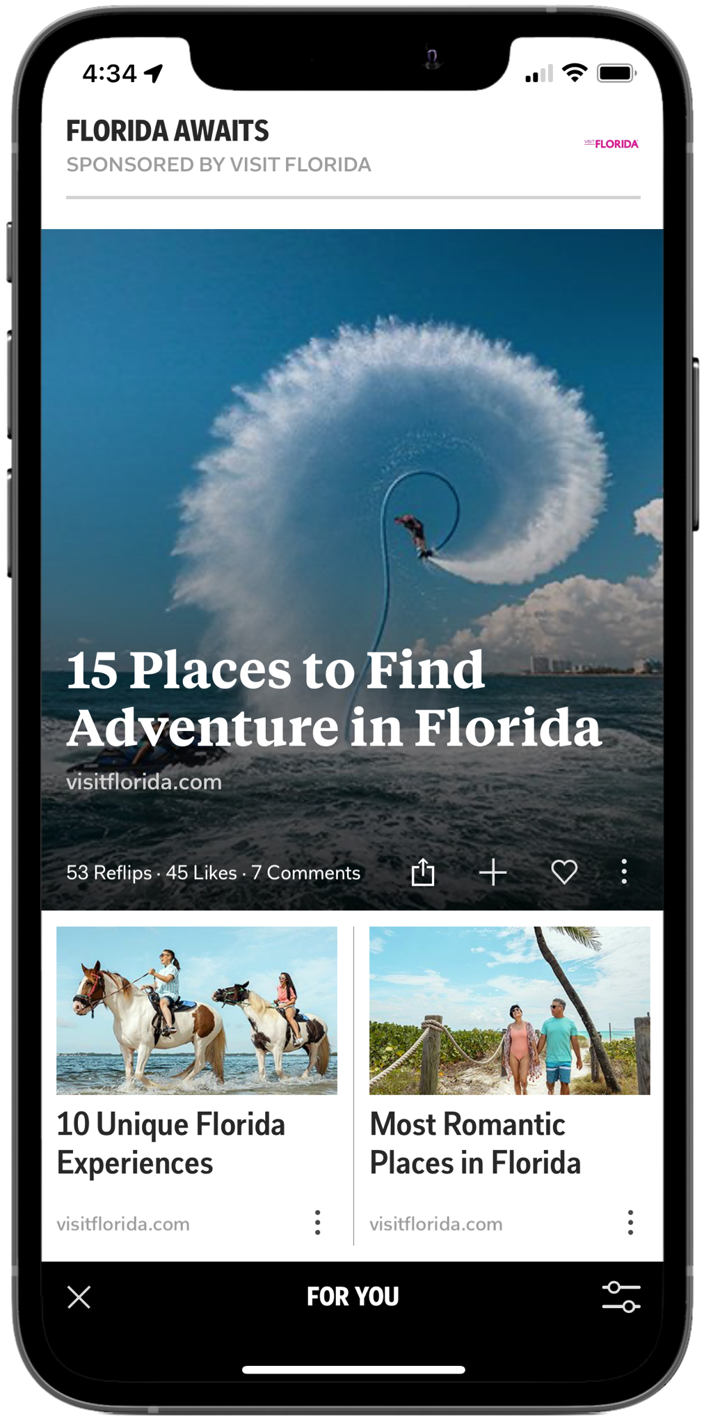 Screenshot of a Promoted Collection ad by Visit Florida